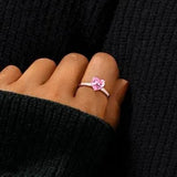 Heart Zircon 925 Sterling Silver Ring - Trendsi