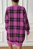 Plaid V-Neck Long Sleeve Sweater Dress - Trendsi - Flyclothing LLC