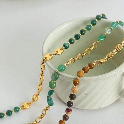 Beaded Titanium Steel Necklace - Trendsi - Flyclothing LLC