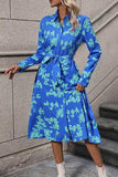 Printed Button Up Tie Waist Dress - Trendsi - Flyclothing LLC