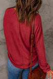 Seam Detail Round Neck Long Sleeve Top - Trendsi - Flyclothing LLC
