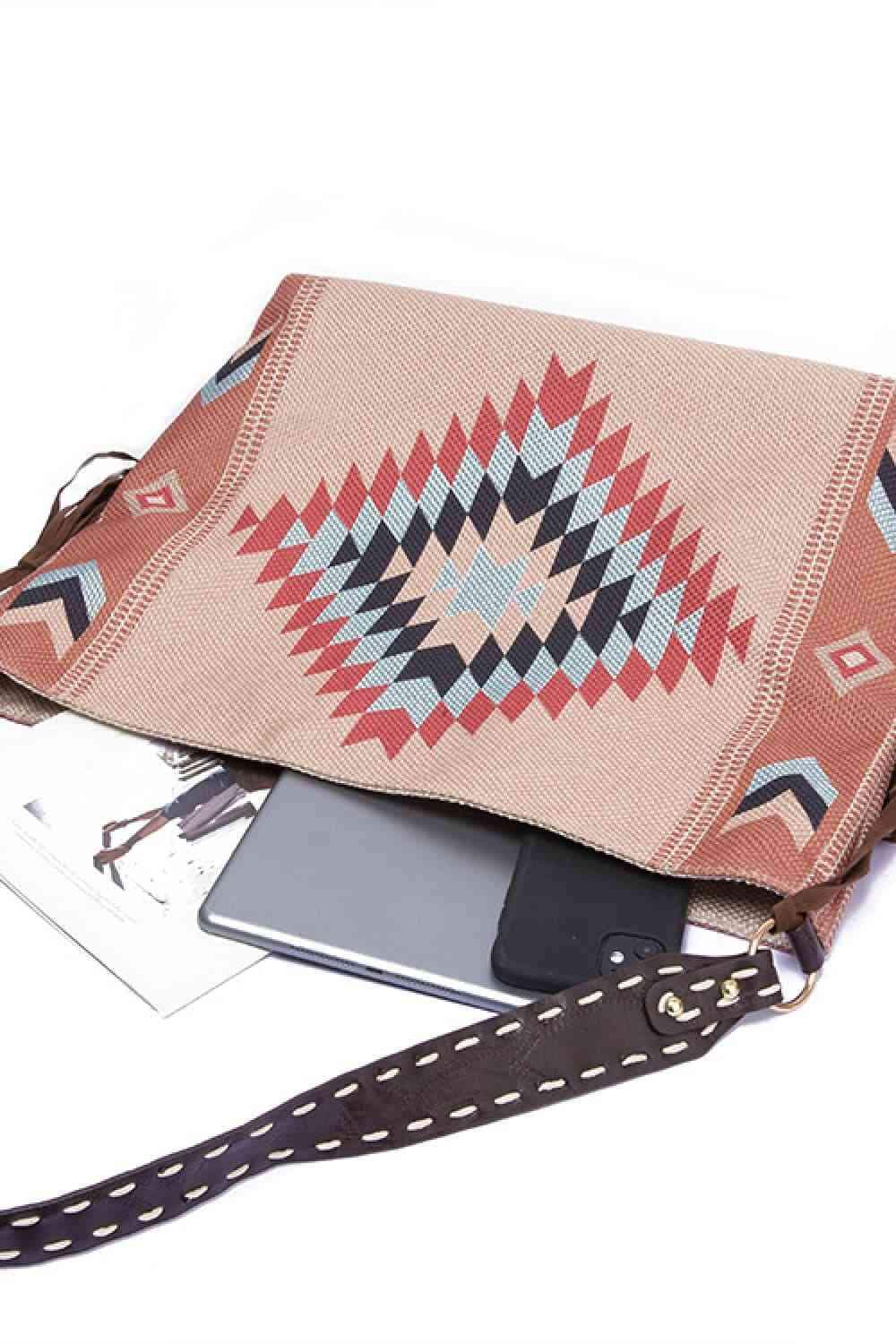 Geometric Canvas Tote Bag - Trendsi - Flyclothing LLC
