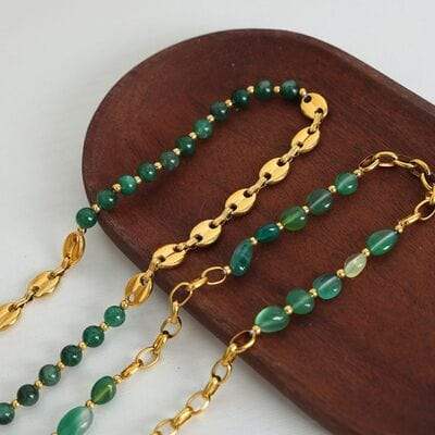 Beaded Titanium Steel Necklace - Trendsi - Flyclothing LLC