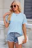 Openwork Round Neck Short Sleeve T-Shirt - Trendsi - Flyclothing LLC