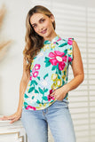 Double Take Floral Print Ruffle Shoulder Blouse - Trendsi
