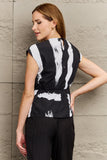 Printed Round Neck Short Sleeve Blouse - Trendsi