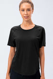 Round Neck Raglan Sleeve Active Tee - Trendsi - Flyclothing LLC
