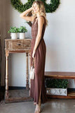 First Love Tie Back Sleeveless Slit Wide Leg Jumpsuit - Trendsi - Flyclothing LLC