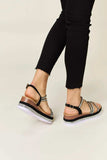 Forever Link Rhinestone Strappy Wedge Sandals - Trendsi - Flyclothing LLC