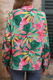 Floral Print Collared Neck Long Sleeve Shirt - Trendsi