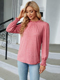 Round Neck Flounce Sleeve Blouse - Trendsi