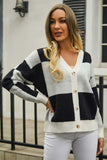 Plaid V-Neck Dropped Shoulder Cardigan - Trendsi