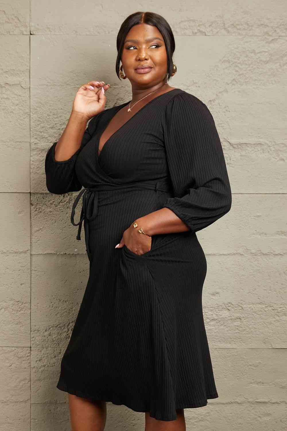 Culture Code Full Size Surplice Flare Ruching Dress - Trendsi