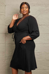 Culture Code Full Size Surplice Flare Ruching Dress - Trendsi