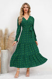 Swiss Dot Tied Surplice Flounce Sleeve Dress - Trendsi - Flyclothing LLC