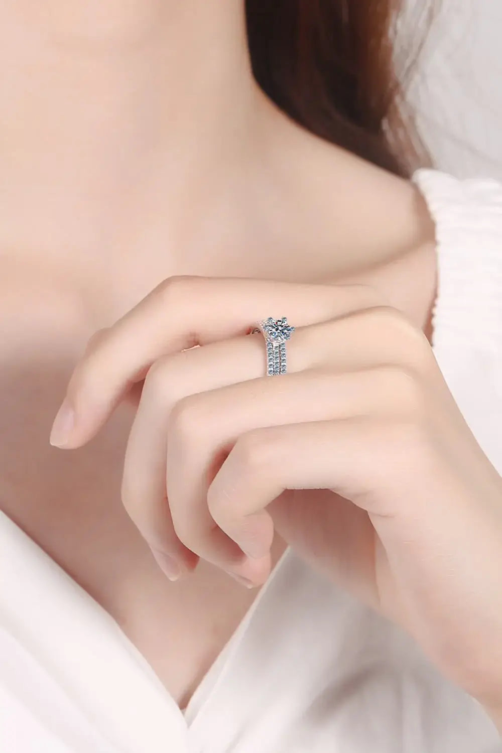 Moissanite 925 Sterling Silver Ring Set - Trendsi - Flyclothing LLC