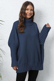 Turtle Neck Long Sleeve Ribbed Sweater - Trendsi - Flyclothing LLC