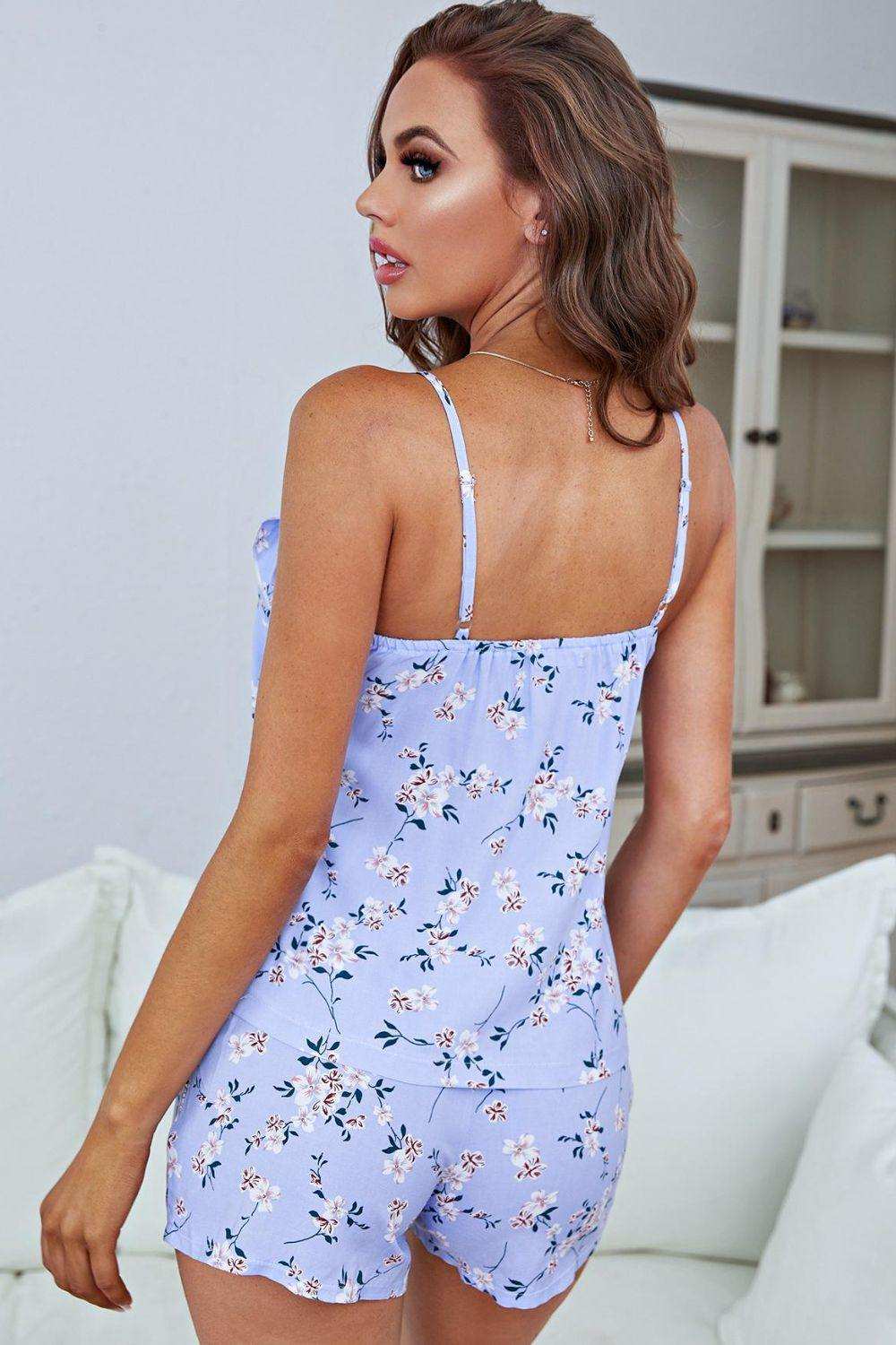 Floral Tied Cami and Shorts Pajama Set - Trendsi - Flyclothing LLC
