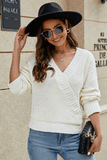 Surplice Neck Long Sleeve Sweater - Trendsi - Flyclothing LLC
