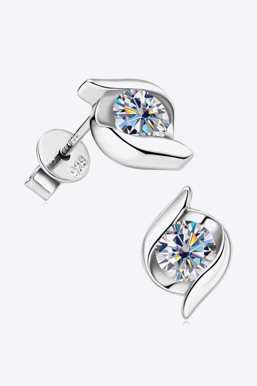 1 Carat Moissanite 925 Sterling Silver Stud Earrings - Trendsi - Flyclothing LLC