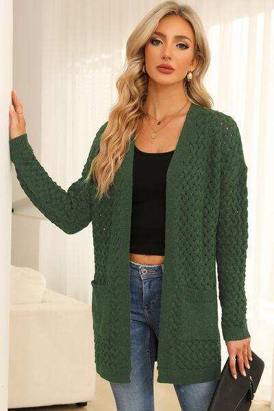 Open Front Dropped Shoulder Cardigan with Pockets - Trendsi - Flyclothing LLC