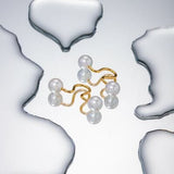 Stainless Steel Imitation Pearl Cuff Earrings - Trendsi