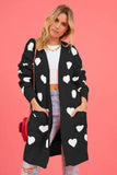 Heart Graphic Open Front Cardigan with Pockets - Trendsi - Flyclothing LLC