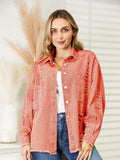 Distressed Raw Hem Denim Jacket - Trendsi - Flyclothing LLC