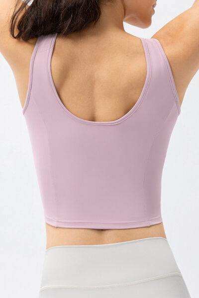 Round Neck Wide Strap Active Tank - Trendsi - Flyclothing LLC