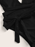 Halter Neck Deep V Tied One-Piece Swimsuit - Trendsi - Flyclothing LLC