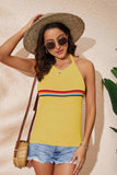 Rainbow Stripe Halter Neck Knit Tank - Trendsi - Flyclothing LLC