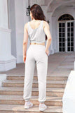 Waffle-Knit Cropped Tank and Drawstring Pants Set - Trendsi - Flyclothing LLC