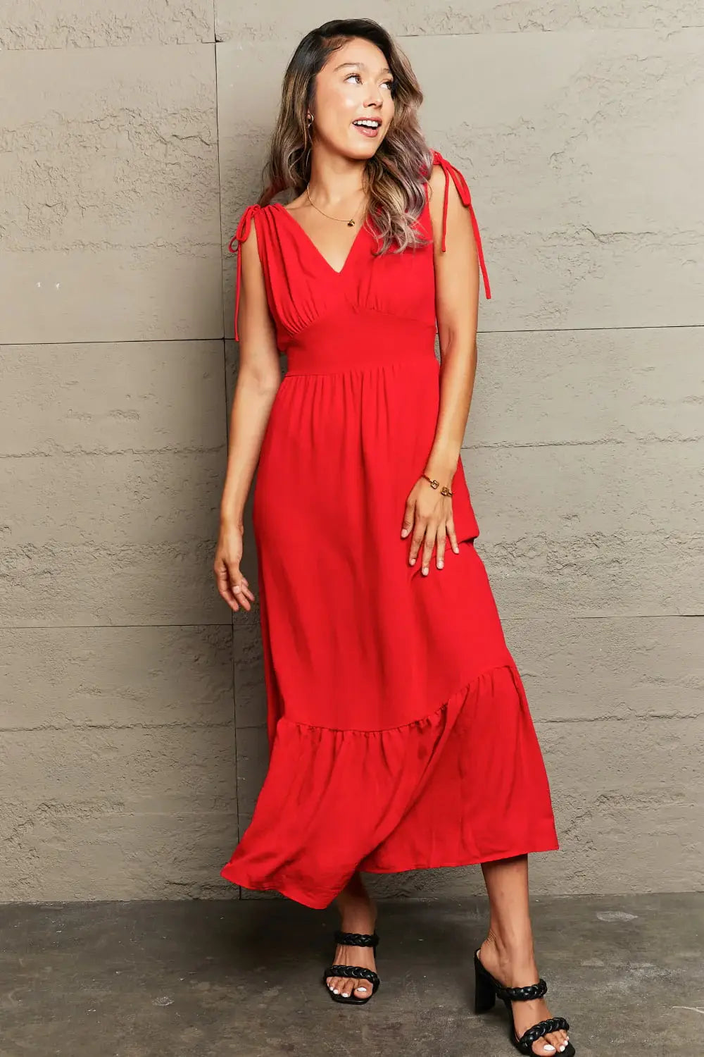 Drawstring V-Neck Sleeveless Dress - Trendsi - Flyclothing LLC