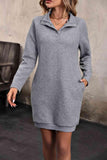 Collared Neck Snap Front Mini Dress - Trendsi