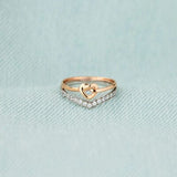Knotted Heart Shape Inlaid Zircon Ring - Trendsi