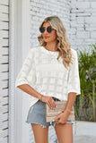Ribbed Trim Round Neck Knit Top - Trendsi