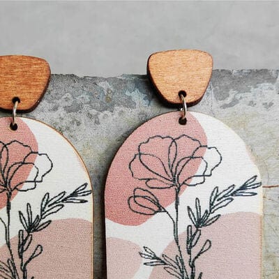 Geometrical Shape Wooden Drop Earrings - Trendsi