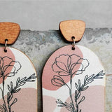 Geometrical Shape Wooden Drop Earrings - Trendsi