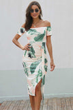 Printed Off-Shoulder Split Dress - Trendsi - Flyclothing LLC