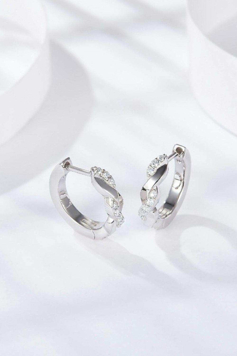 Moissanite Twisted Platinum-Plated Earrings - Trendsi - Flyclothing LLC