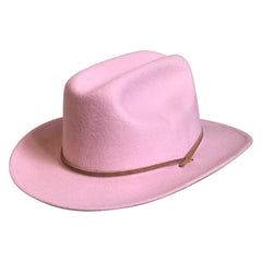 Kid's Pink Felt Western Cowgirl Hat with Chin Strap - Flyclothing LLC
