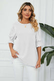 Pleated Flounce Sleeve Keyhole Blouse - Trendsi - Flyclothing LLC