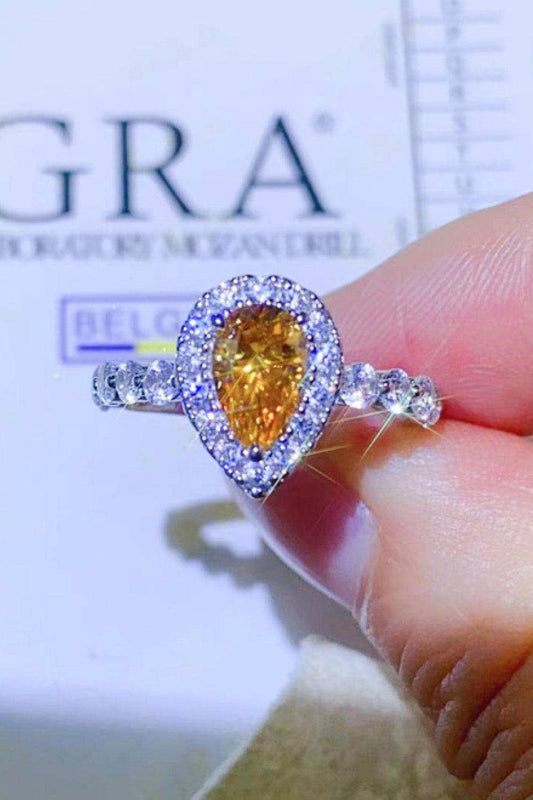 1 Carat Moissanite Contrast Teardrop Ring - Trendsi - Flyclothing LLC