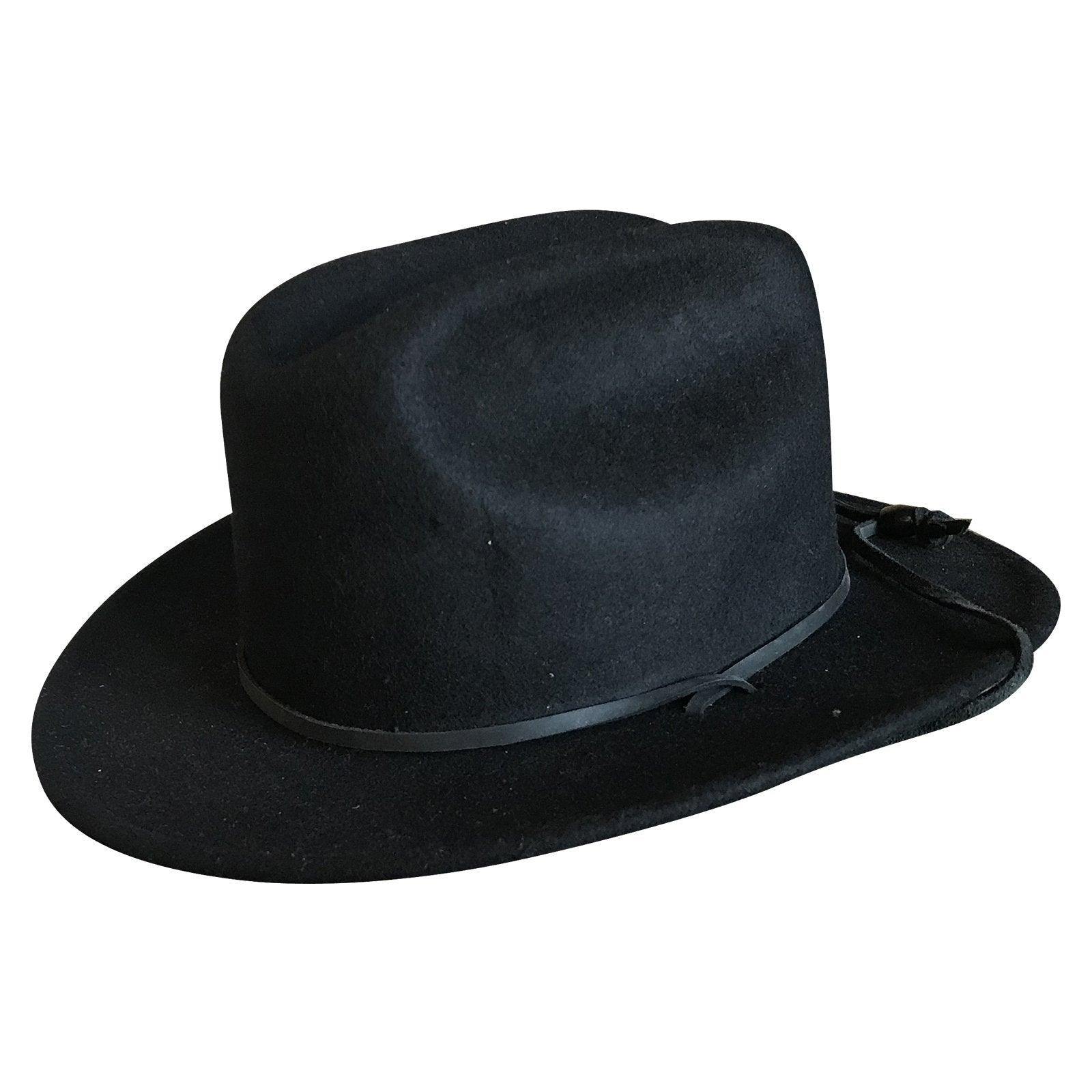 Kid's Black Felt Western Cowboy Hat with Chin Strap - Rockmount Clothing