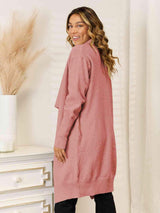 Long Sleeve Open Front Longline Cardigan - Trendsi - Flyclothing LLC