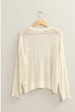 HYFVE Openwork Ribbed Trim Long Sleeve Knit Top - Trendsi - Flyclothing LLC