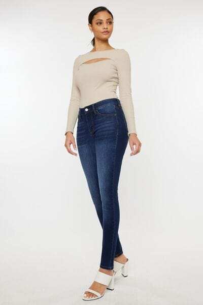 Kancan Mid Rise Gradient Skinny Jeans - Trendsi - Flyclothing LLC