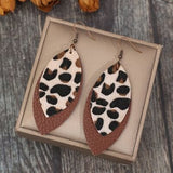 Leaf Shape Leather Dangle Earrings - Trendsi