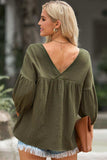 Dropped Shoulder V-Neck Blouse - Trendsi - Flyclothing LLC
