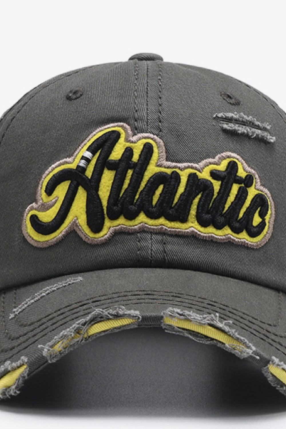 ATLANTIC Graphic Distressed Baseball Cap - Trendsi
